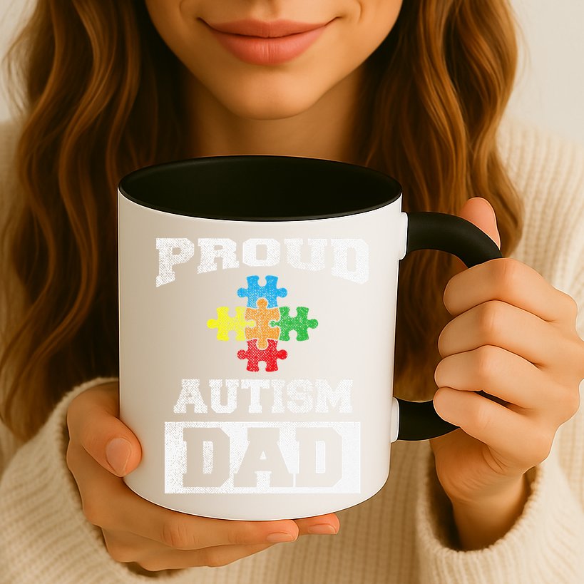 Autism Puzzle Piece Flag Autism Awareness For Dad Mug