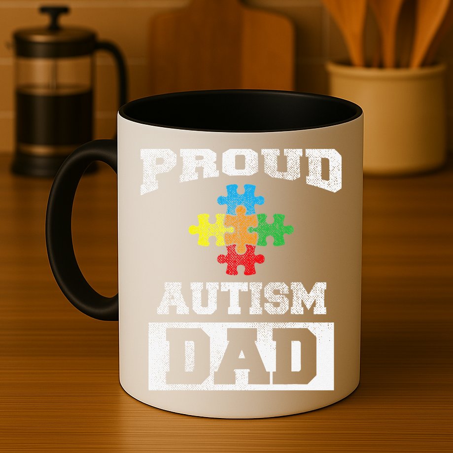 Autism Puzzle Piece Flag Autism Awareness For Dad Mug