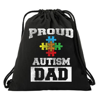 Autism Puzzle Piece Flag Autism Awareness For Dad Drawstring Bag