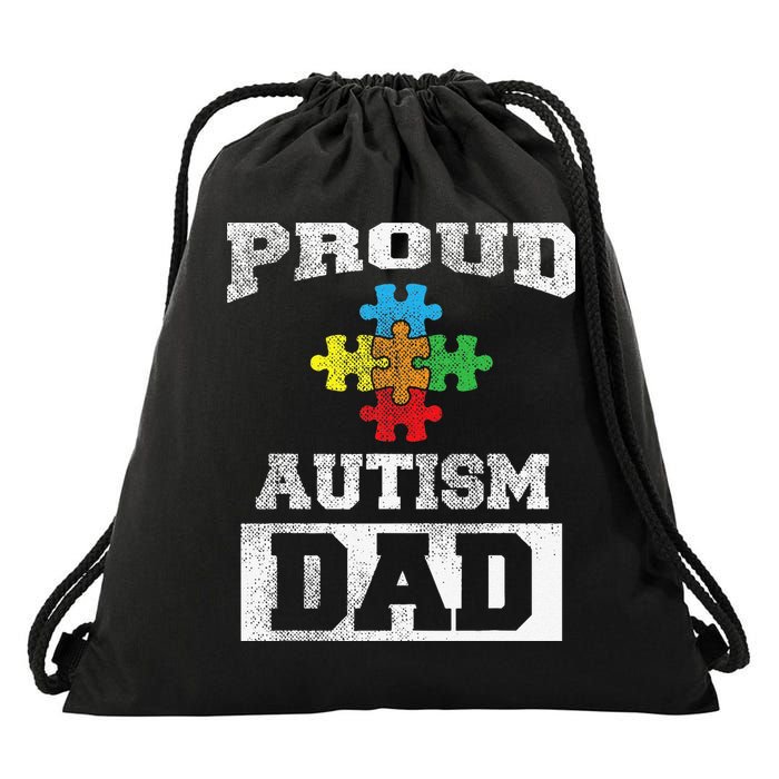 Autism Puzzle Piece Flag Autism Awareness For Dad Drawstring Bag