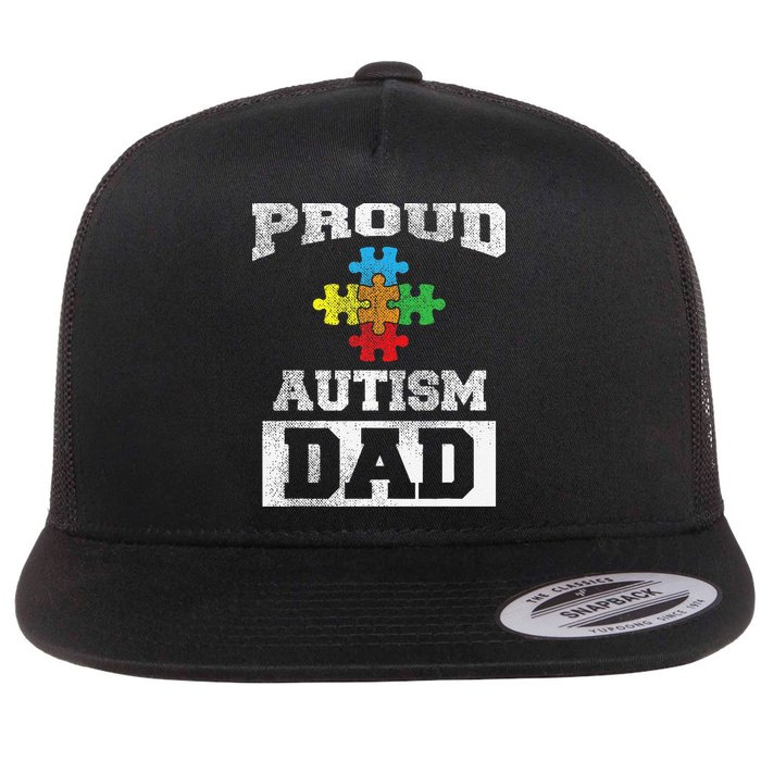 Autism Puzzle Piece Flag Autism Awareness For Dad Flatbill Hat