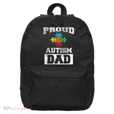 Autism Puzzle Piece Flag Autism Awareness For Dad 16 in Basic Backpack