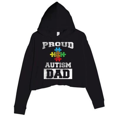 Autism Puzzle Piece Flag Autism Awareness For Dad Crop Fleece Hoodie