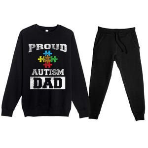 Autism Puzzle Piece Flag Autism Awareness For Dad Premium Crewneck Sweatsuit Set