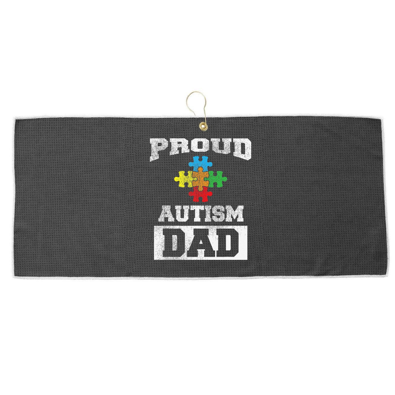 Autism Puzzle Piece Flag Autism Awareness For Dad Large Microfiber Waffle Golf Towel