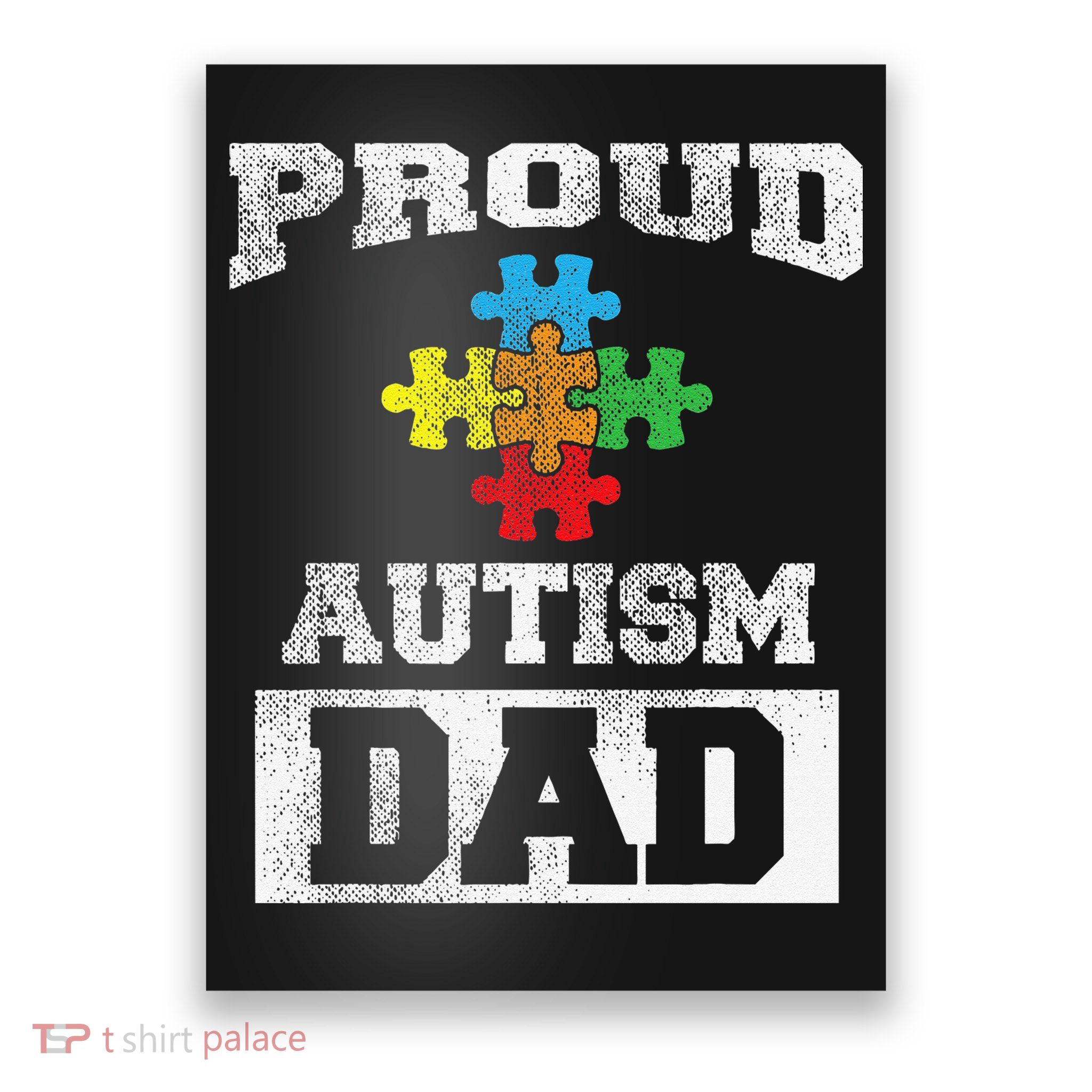 Autism Puzzle Piece Flag Autism Awareness For Dad Poster