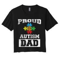 Autism Puzzle Piece Flag Autism Awareness For Dad Women's Crop Top Tee