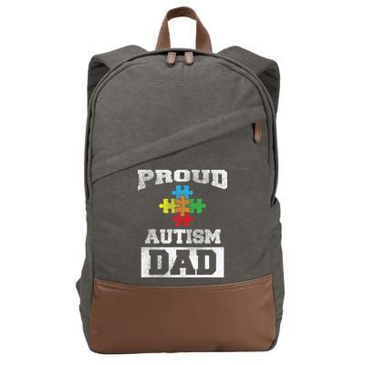Autism Puzzle Piece Flag Autism Awareness For Dad Cotton Canvas Backpack