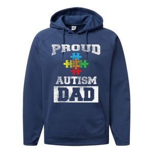 Autism Puzzle Piece Flag Autism Awareness For Dad Performance Fleece Hoodie