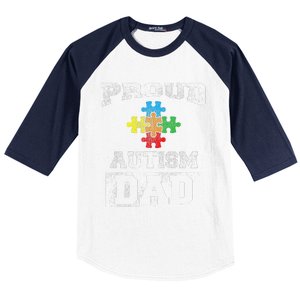 Autism Puzzle Piece Flag Autism Awareness For Dad Baseball Sleeve Shirt