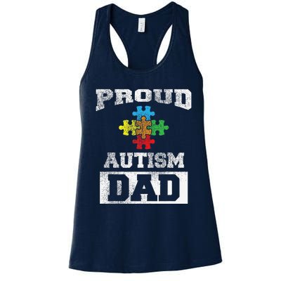 Autism Puzzle Piece Flag Autism Awareness For Dad Women's Racerback Tank