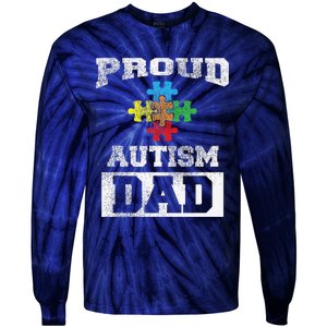 Autism Puzzle Piece Flag Autism Awareness For Dad Tie-Dye Long Sleeve Shirt