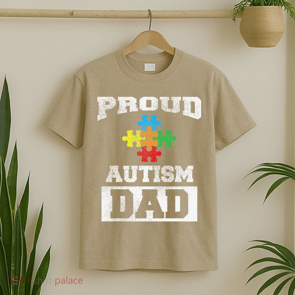 Autism Puzzle Piece Flag Autism Awareness For Dad T-Shirt