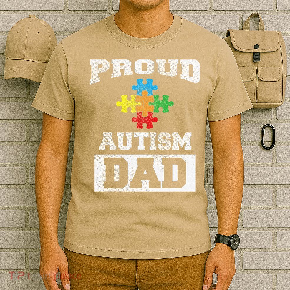 Autism Puzzle Piece Flag Autism Awareness For Dad T-Shirt