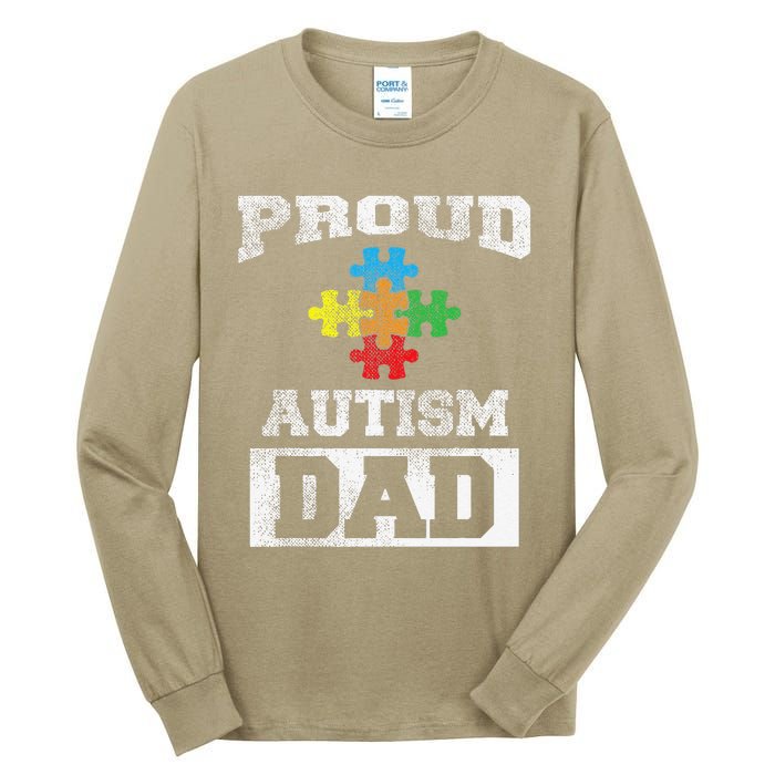 Autism Puzzle Piece Flag Autism Awareness For Dad Tall Long Sleeve T-Shirt