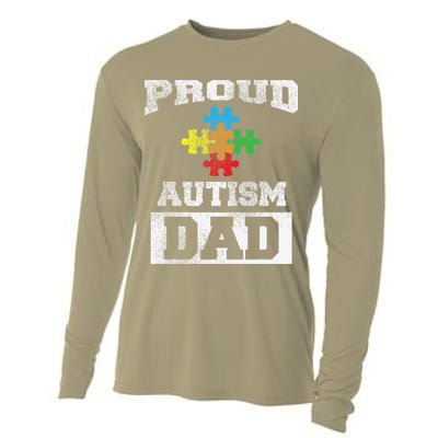 Autism Puzzle Piece Flag Autism Awareness For Dad Cooling Performance Long Sleeve Crew