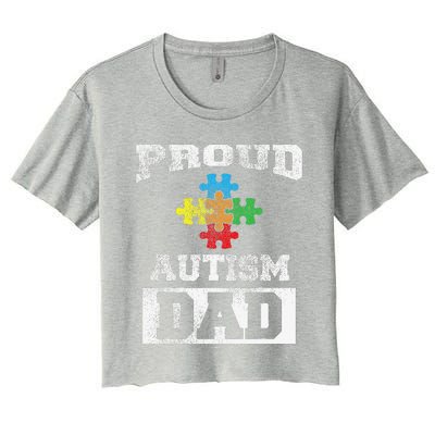 Autism Puzzle Piece Flag Autism Awareness For Dad Women's Crop Top Tee