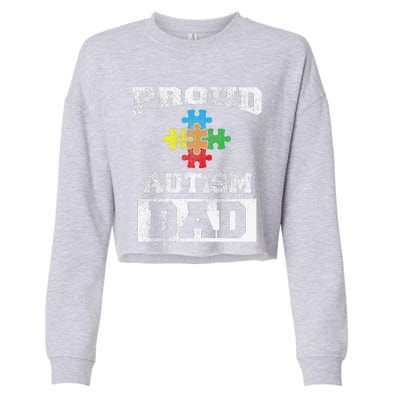 Autism Puzzle Piece Flag Autism Awareness For Dad Cropped Pullover Crew