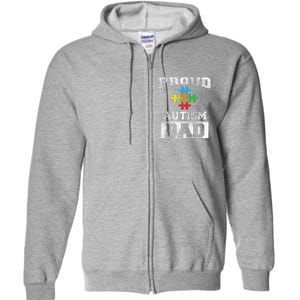 Autism Puzzle Piece Flag Autism Awareness For Dad Full Zip Hoodie