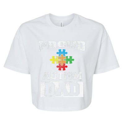 Autism Puzzle Piece Flag Autism Awareness For Dad Bella+Canvas Jersey Crop Tee