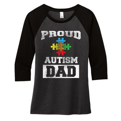 Autism Puzzle Piece Flag Autism Awareness For Dad Women's Tri-Blend 3/4-Sleeve Raglan Shirt