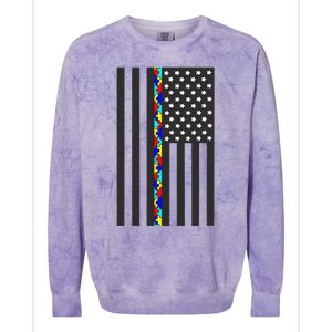 Autism Puzzle Piece Flag Autism Awareness Month Colorblast Crewneck Sweatshirt