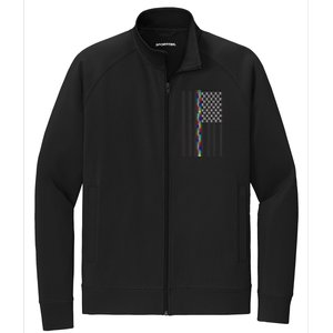 Autism Puzzle Piece Flag Autism Awareness Month Stretch Full-Zip Cadet Jacket