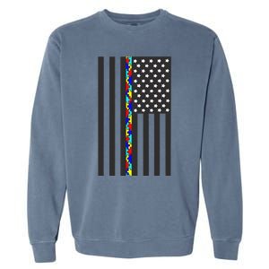 Autism Puzzle Piece Flag Autism Awareness Month Garment-Dyed Sweatshirt