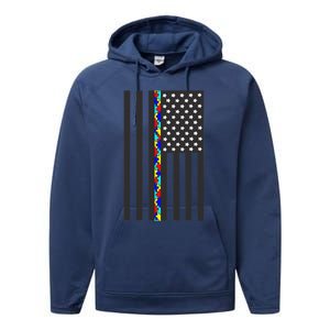 Autism Puzzle Piece Flag Autism Awareness Month Performance Fleece Hoodie