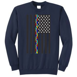 Autism Puzzle Piece Flag Autism Awareness Month Sweatshirt