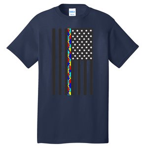 Autism Puzzle Piece Flag Autism Awareness Month Tall T-Shirt