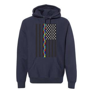 Autism Puzzle Piece Flag Autism Awareness Month Premium Hoodie