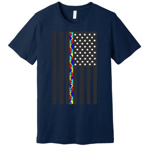 Autism Puzzle Piece Flag Autism Awareness Month Premium T-Shirt