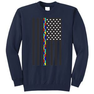 Autism Puzzle Piece Flag Autism Awareness Month Tall Sweatshirt