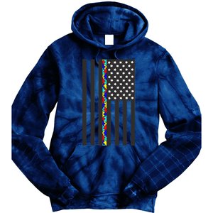 Autism Puzzle Piece Flag Autism Awareness Month Tie Dye Hoodie