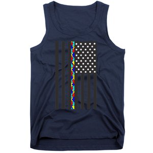 Autism Puzzle Piece Flag Autism Awareness Month Tank Top