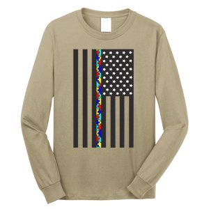 Autism Puzzle Piece Flag Autism Awareness Month Long Sleeve Shirt