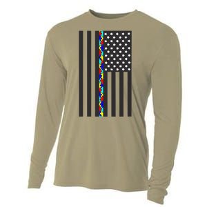 Autism Puzzle Piece Flag Autism Awareness Month Cooling Performance Long Sleeve Crew