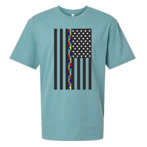 Autism Puzzle Piece Flag Autism Awareness Month Sueded Cloud Jersey T-Shirt