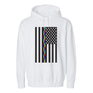 Autism Puzzle Piece Flag Autism Awareness Month Garment-Dyed Fleece Hoodie