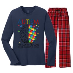 Autism Puzzle Piece Gifts Autism Quote Awareness Dad Mom Women's Long Sleeve Flannel Pajama Set 