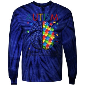 Autism Puzzle Piece Gifts Autism Quote Awareness Dad Mom Tie-Dye Long Sleeve Shirt