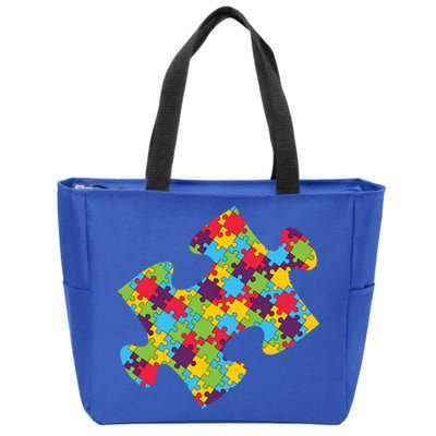 Autism Puzzle Piece Gift Zip Tote Bag