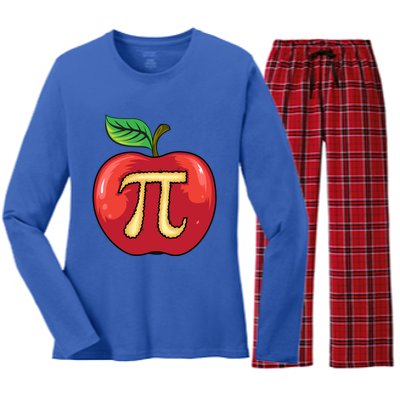 Apple Pie Pi Day Cute Mathematicians Funny Math Gift Cool Gift Women's Long Sleeve Flannel Pajama Set 