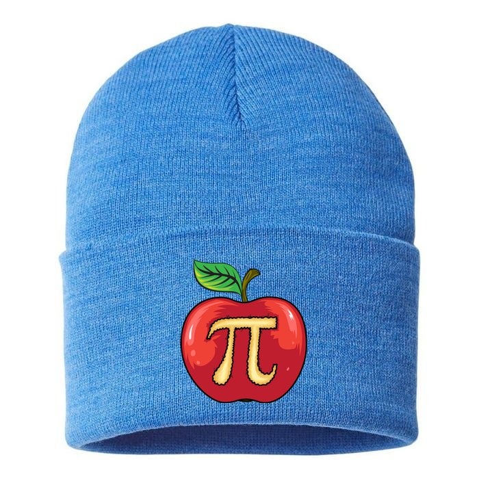 Apple Pie Pi Day Cute Mathematicians Funny Math Gift Cool Gift Sustainable Knit Beanie