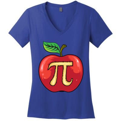 Apple Pie Pi Day Cute Mathematicians Funny Math Gift Cool Gift Women's V-Neck T-Shirt