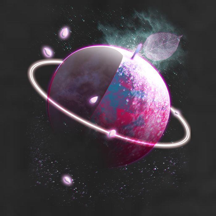 Apple Nebula Space Planet Garment-Dyed Fleece Hoodie