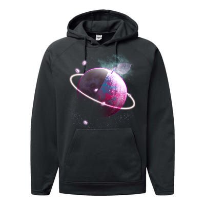 Apple Nebula Space Planet Performance Fleece Hoodie