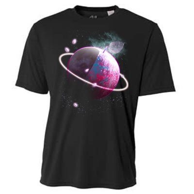 Apple Nebula Space Planet Cooling Performance Crew T-Shirt