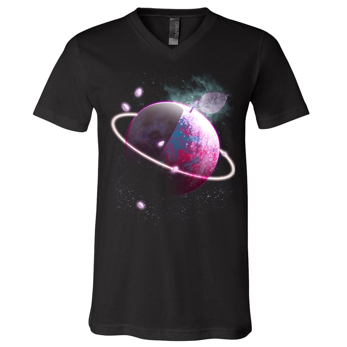Apple Nebula Space Planet V-Neck T-Shirt
